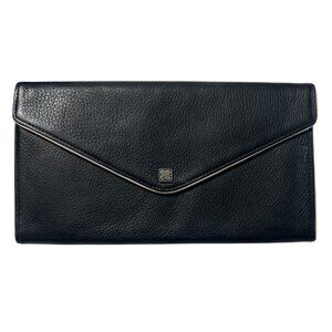 Liz Claiborne Black Leather Envelope Clutch Wallet